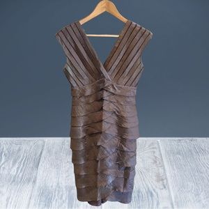 Adrianna Papell Ruffle Tiered Sleeveless Knee Length Shimmer Dress Size 4